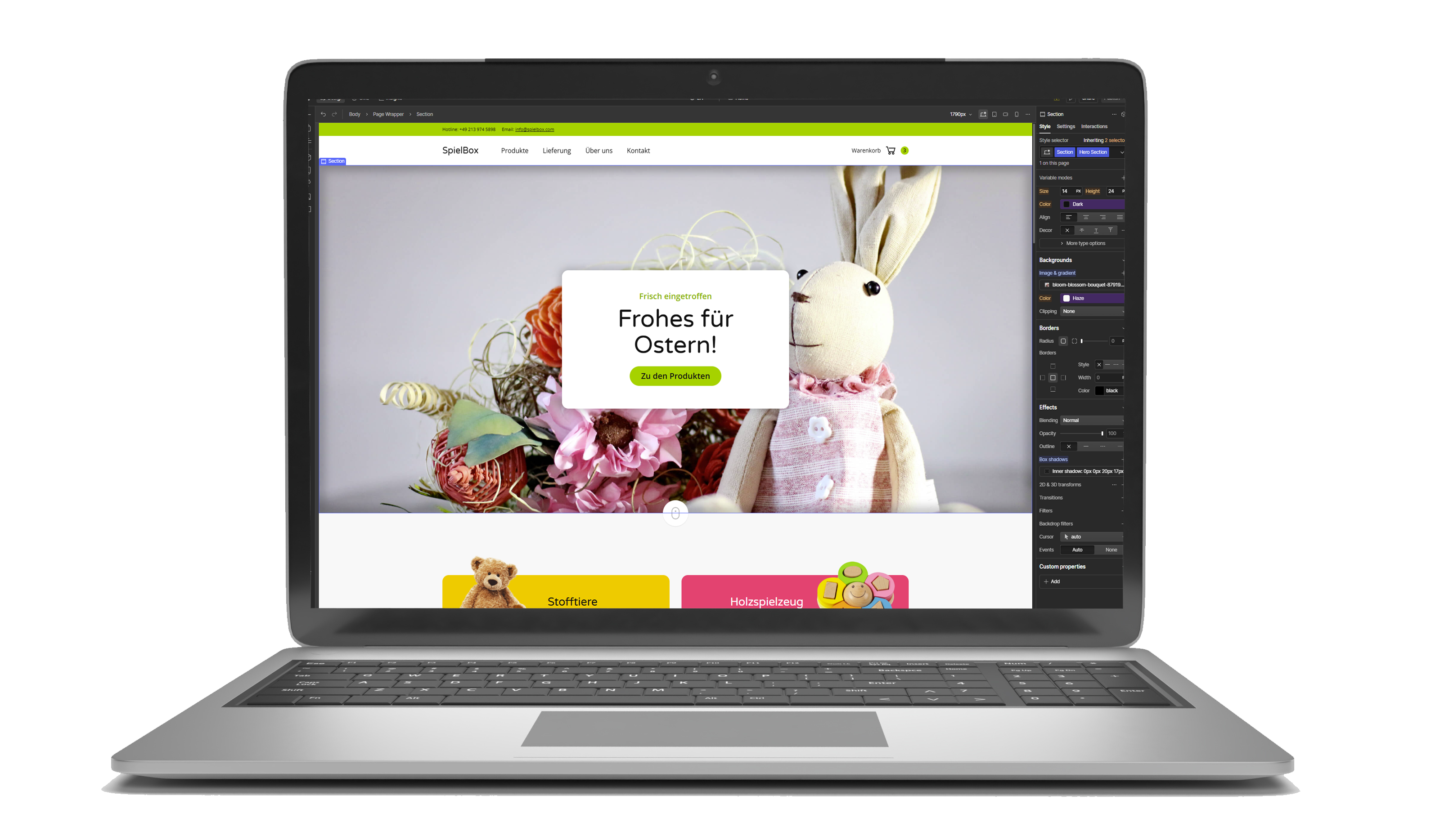 Abbildung: Umsetzungsbeispiel in Webflow